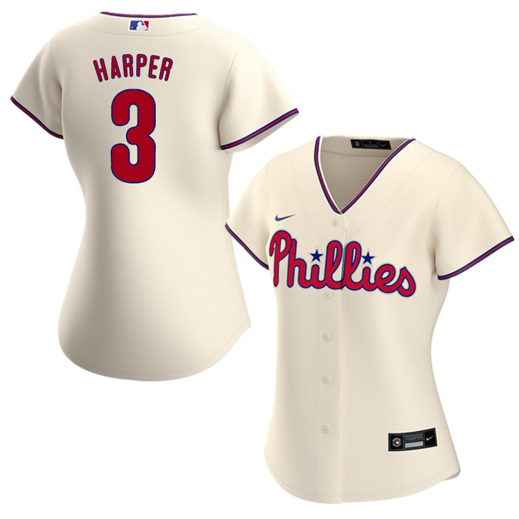 Nike Women #3 Bryce Harper Philadelphia Phillies Baseball Jerseys Sale-Cream